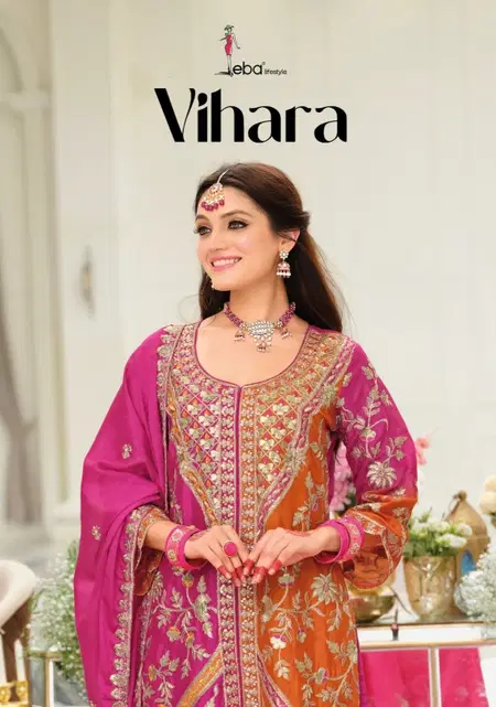 Vihara By Eba Heavy Chinon Printed Embroidery Plazzo Suits
